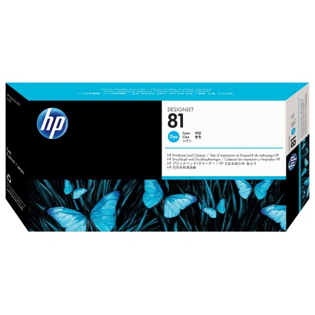 HP 81 Cyan DesignJet Dye Printhead and Printhead Cleaner